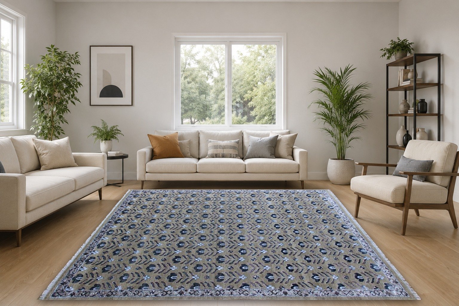 Detail view 2 of Luxurious Gold Wool and Bamboo Silk Blend Rug 8ft x 10ft